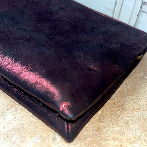 Anthropologie Women’s Leather Jackson Metallic Leather Wristlet, Maroon - Picture 13 of 15